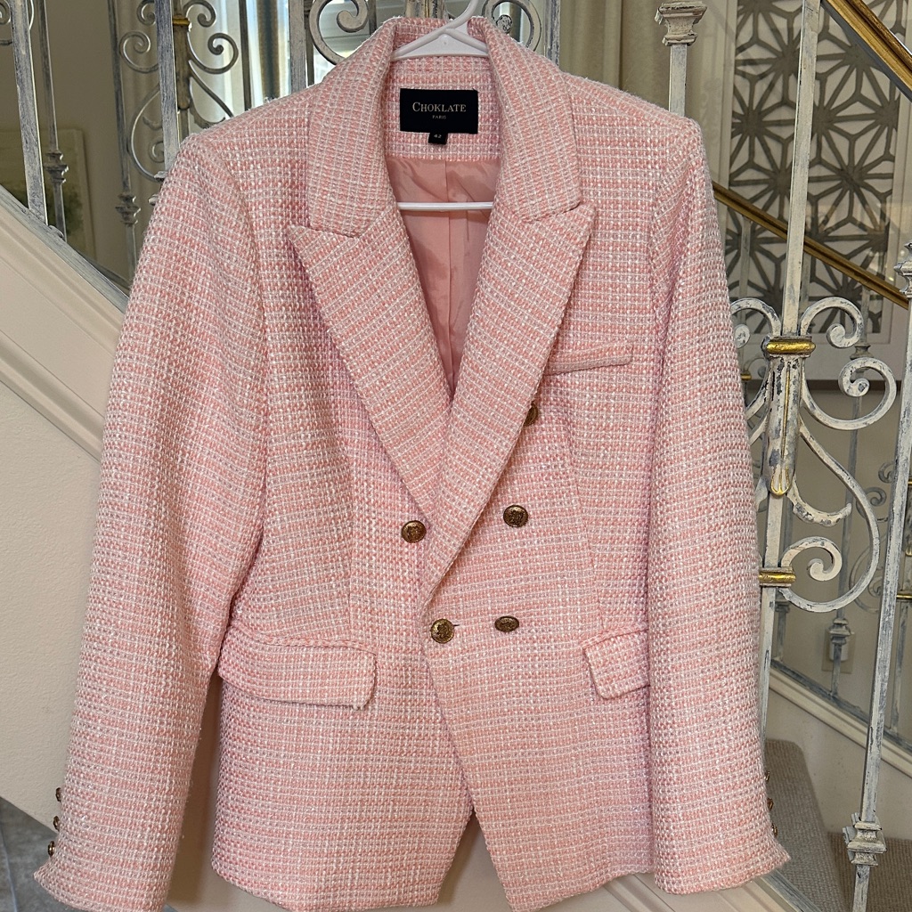 Chantelle Women's Pink Tweed Blazer
